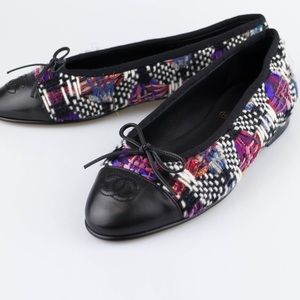Chanel Multicolor Tweed Ballet Flats